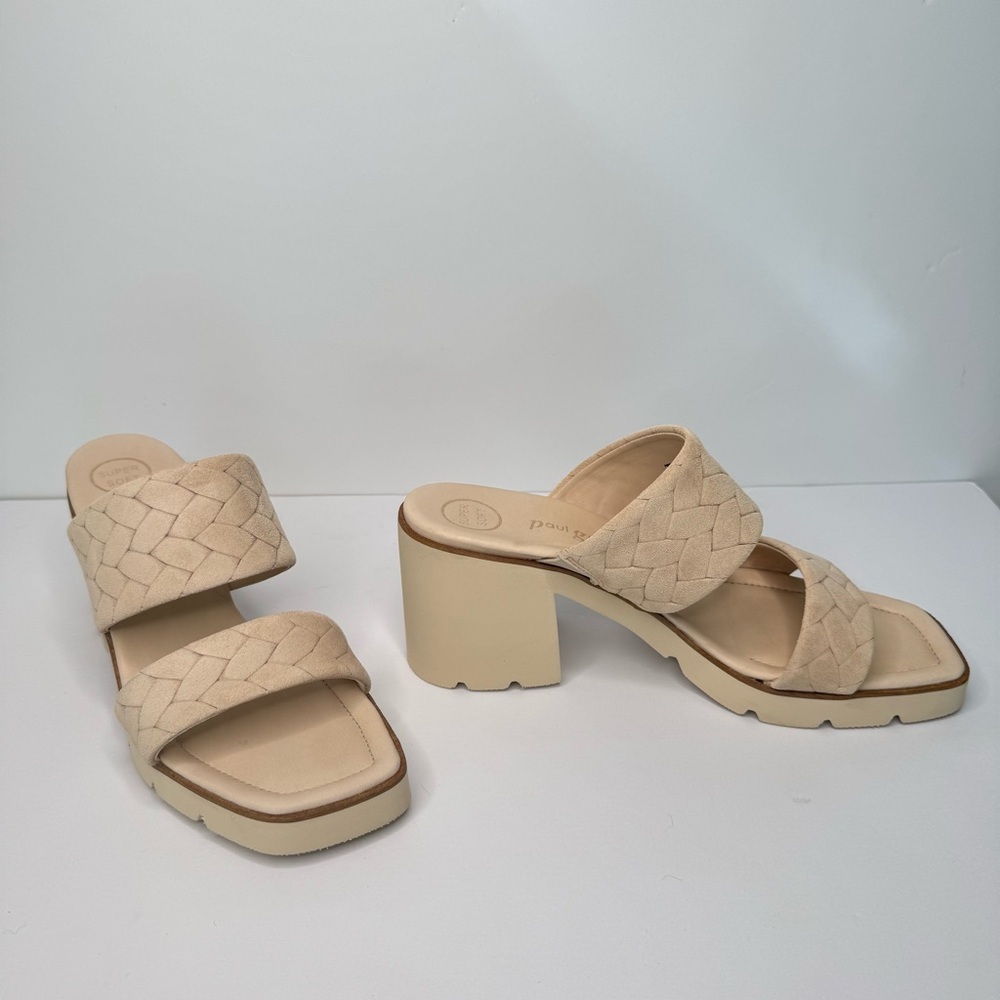 PAUL GREEN Lancy Sabbia Tan Suede Block Heel Sandals Mules Size 10 (UK 7.5) - Picture 6 of 15